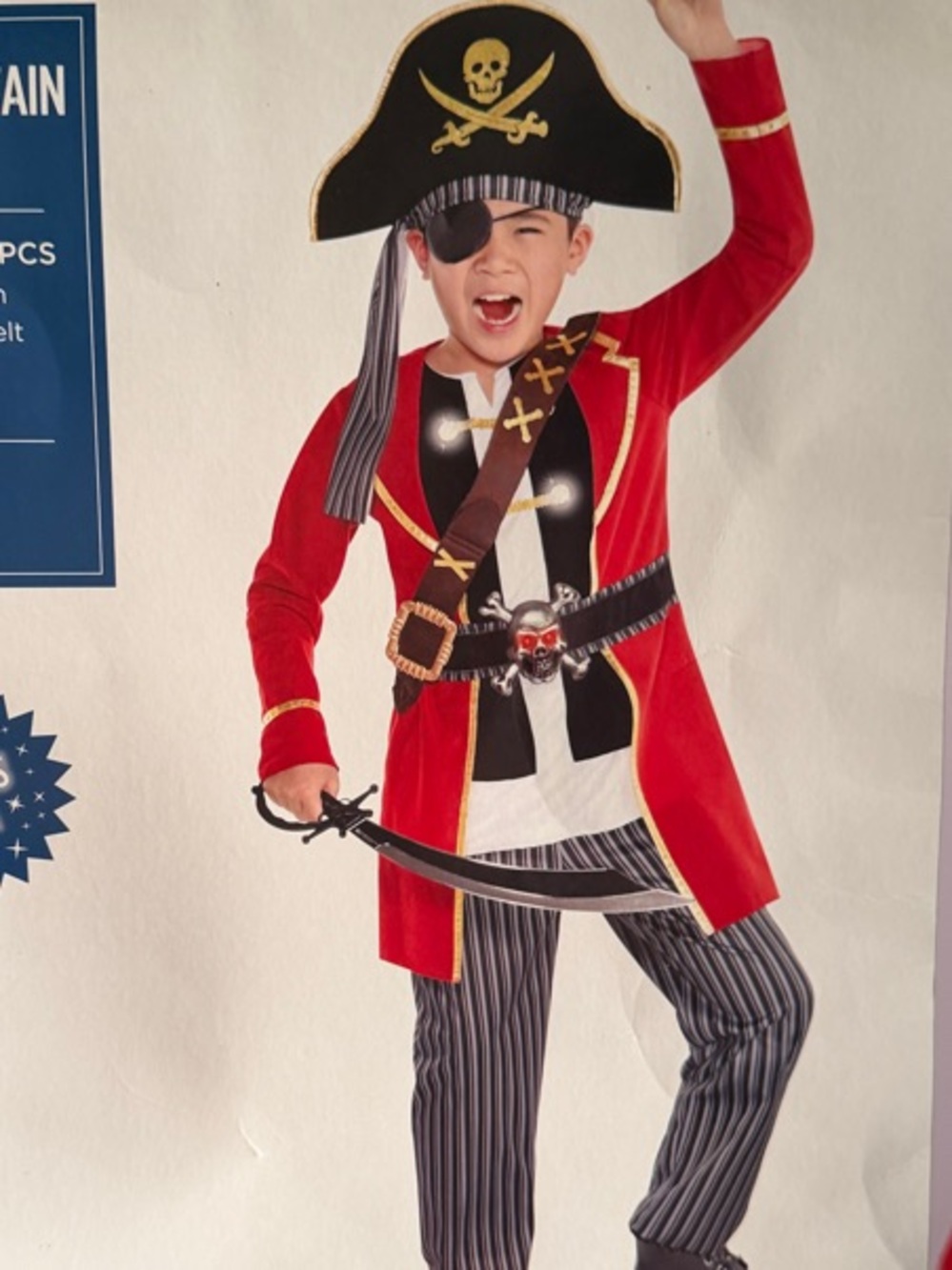 Kids Red Pirate Costume with Accessories